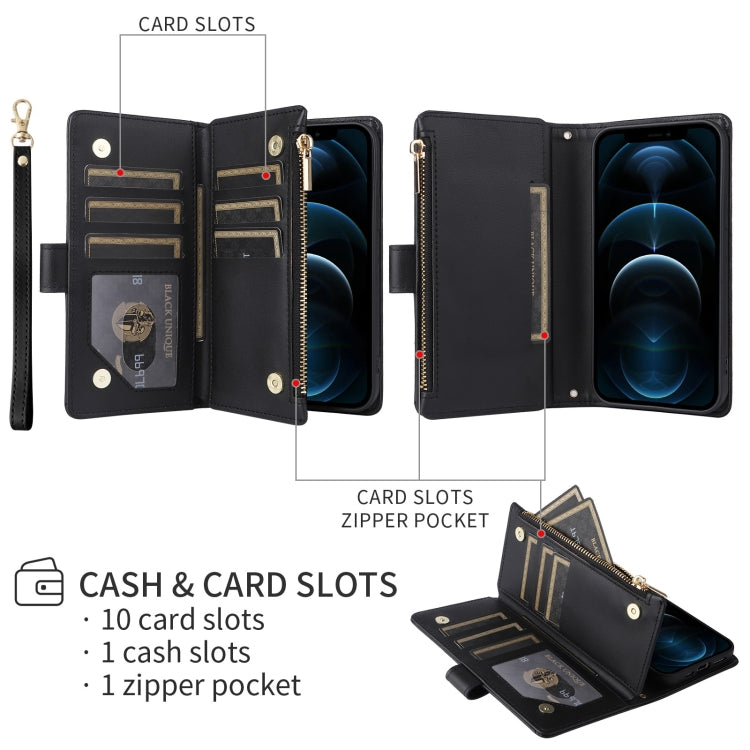 For iPhone 16 Plus Crossbody Zipper Wallet Rhombus Leather Phone Case(Black) - free shipping - PMC Jewellery - Order now!