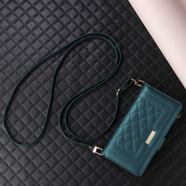 For Google Pixel 9 Pro XL Crossbody Zipper Wallet Rhombus Leather Phone Case(Green) - Google Cases by PMC TechLife | Online Shopping South Africa | PMC TechLife | Buy Now Pay Later Mobicred