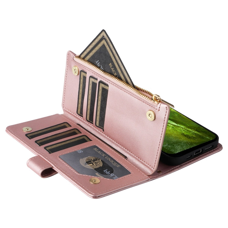 For Google Pixel 8a Crossbody Zipper Wallet Rhombus Leather Phone Case(Rose Gold) - Google Cases by PMC TechLife | Online Shopping South Africa | PMC TechLife | Buy Now Pay Later Mobicred