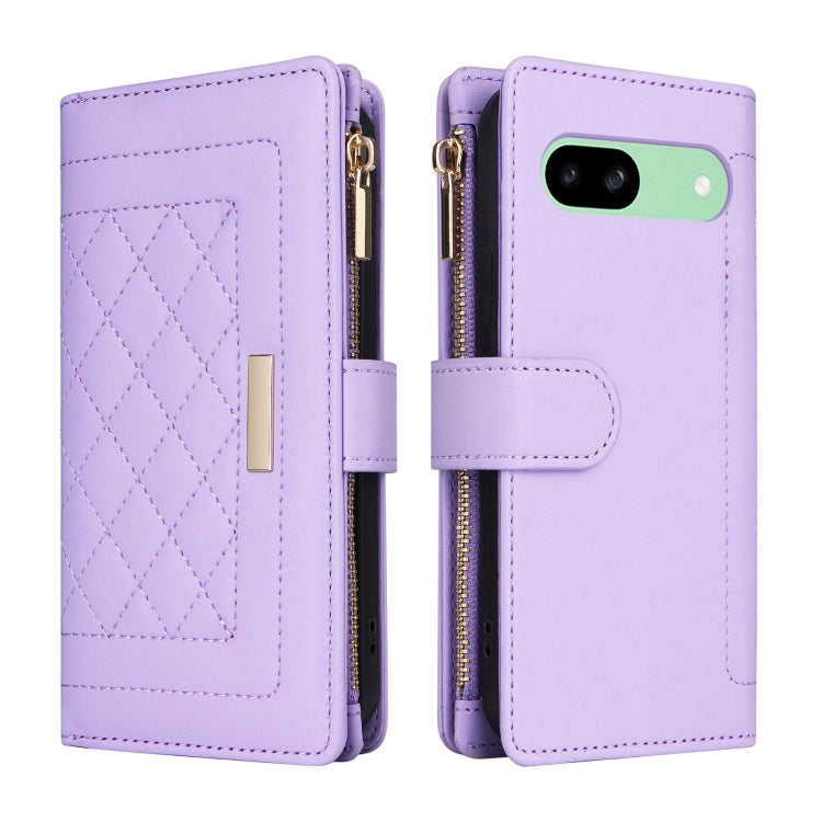 For Google Pixel 8a Crossbody Zipper Wallet Rhombus Leather Phone Case(Purple) - free shipping - PMC TechLife - Order now!