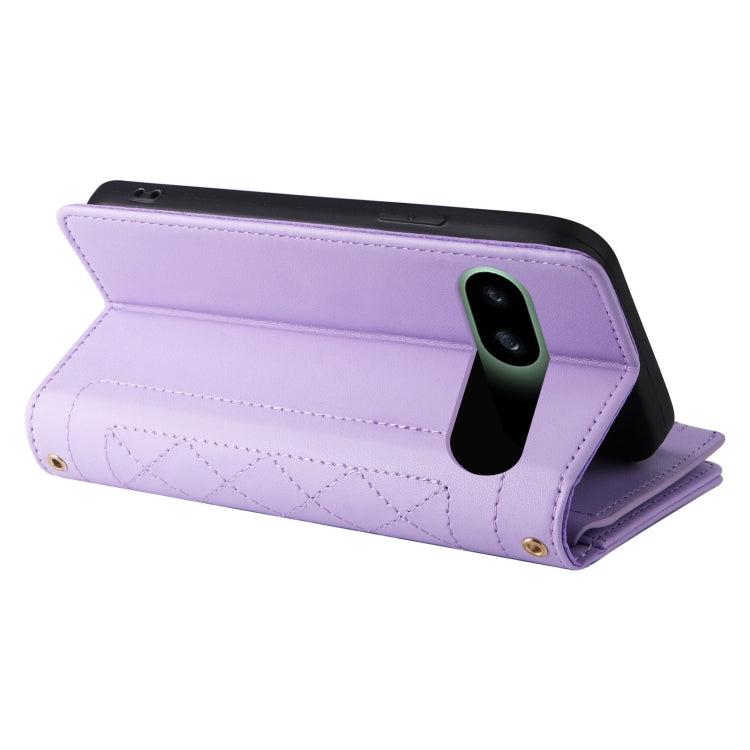 For Google Pixel 8a Crossbody Zipper Wallet Rhombus Leather Phone Case(Purple) - free shipping - PMC TechLife - Order now!