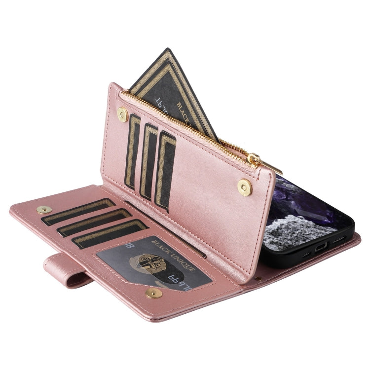 For Google Pixel 8 Crossbody Zipper Wallet Rhombus Leather Phone Case(Rose Gold) - Google Cases by PMC TechLife | Online Shopping South Africa | PMC TechLife | Buy Now Pay Later Mobicred