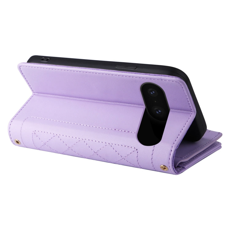 For Google Pixel 8 Crossbody Zipper Wallet Rhombus Leather Phone Case(Purple) - Google Cases by PMC TechLife | Online Shopping South Africa | PMC TechLife | Buy Now Pay Later Mobicred