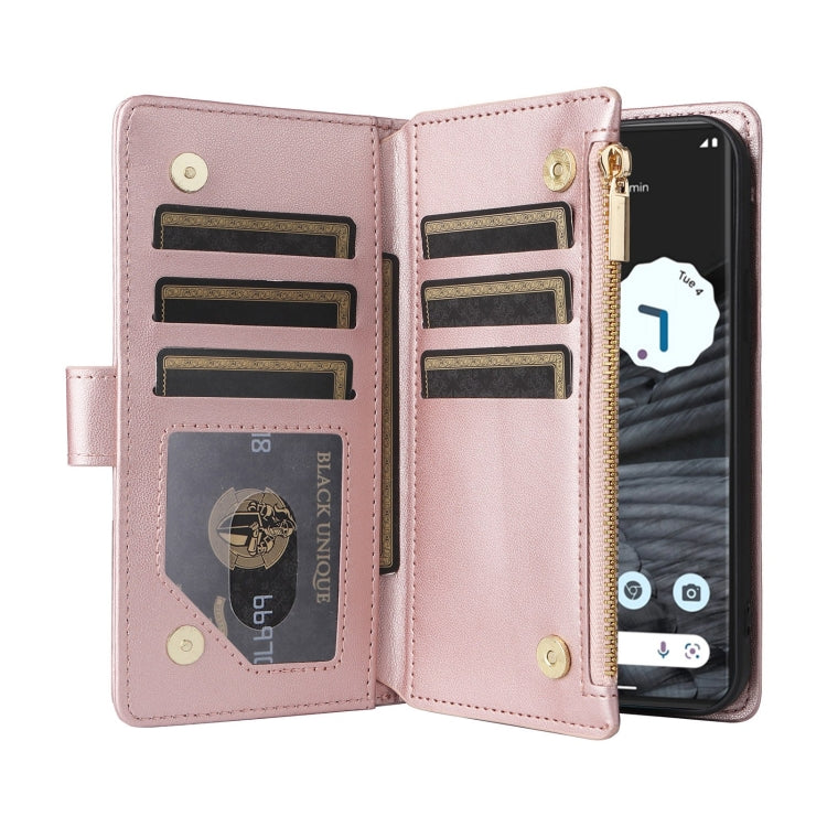 For Google Pixel 7 Crossbody Zipper Wallet Rhombus Leather Phone Case(Rose Gold) - Google Cases by PMC TechLife | Online Shopping South Africa | PMC TechLife | Buy Now Pay Later Mobicred