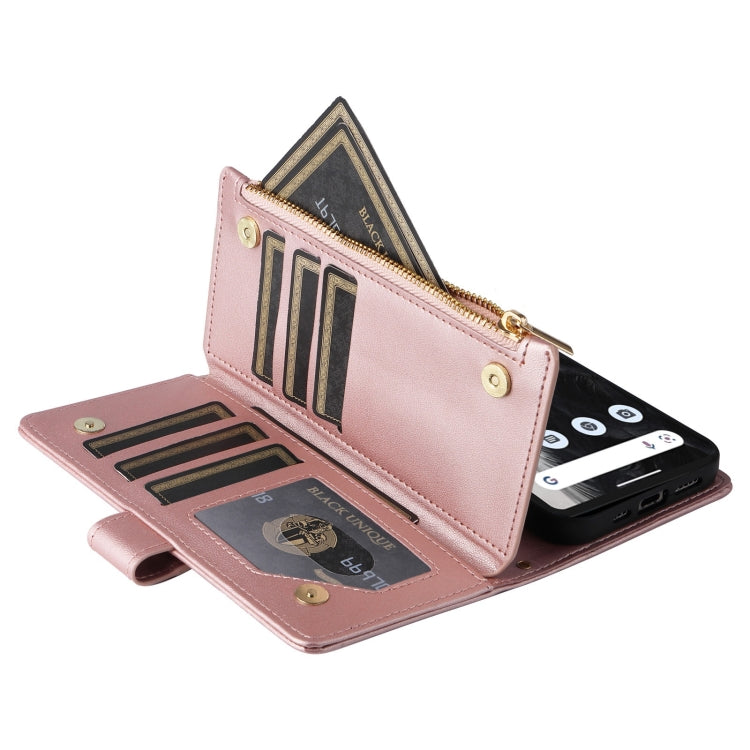 For Google Pixel 7 Crossbody Zipper Wallet Rhombus Leather Phone Case(Rose Gold) - Google Cases by PMC TechLife | Online Shopping South Africa | PMC TechLife | Buy Now Pay Later Mobicred