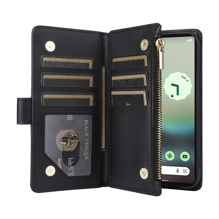 For Google Pixel 7a Crossbody Zipper Wallet Rhombus Leather Phone Case(Black) - Google Cases by PMC TechLife | Online Shopping South Africa | PMC TechLife | Buy Now Pay Later Mobicred