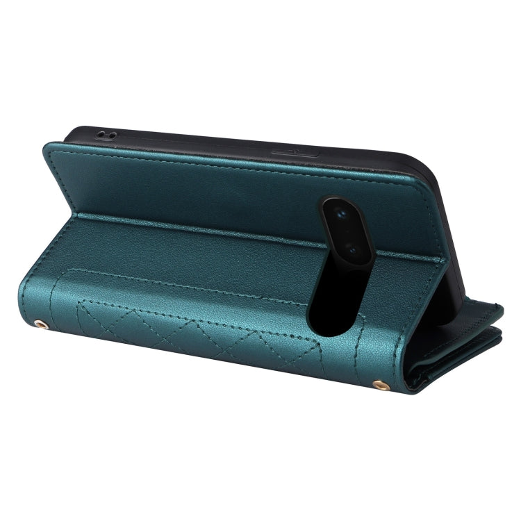 For Google Pixel 7 Pro Crossbody Zipper Wallet Rhombus Leather Phone Case(Green) - Google Cases by PMC TechLife | Online Shopping South Africa | PMC TechLife | Buy Now Pay Later Mobicred