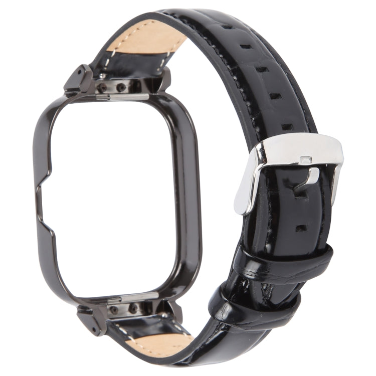 For Redmi Watch 4 Metal Black Frame Genuine Leather Watch Band(Bamboo Black) - free shipping - PMc TechLife - Order now!