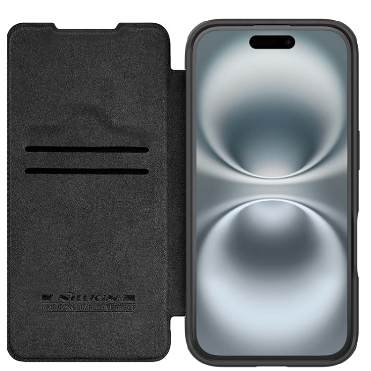 For iPhone 16 NILLKIN Qin Prop Series Flip Camera Cover Design Leather Phone Case(Black) - free shipping - PMC Jewellery - Order now!