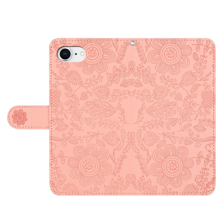 For iPhone 16e Floral Embossed Pattern Leather Phone Case(Pink) - free shipping - PMC TechLife - Order now!