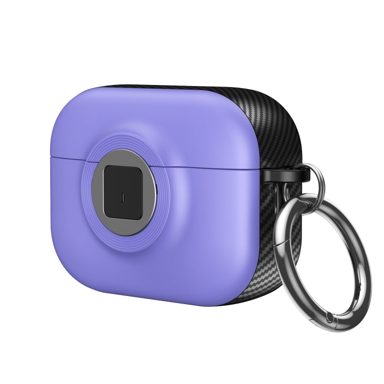For AirPods Pro Camera Series PC + TPU Headset Shockproof Carbon Fibre Case(Purple) - For AirPods Pro by PMC Jewellery | Online Shopping South Africa | PMC Jewellery | Buy Now Pay Later Mobicred