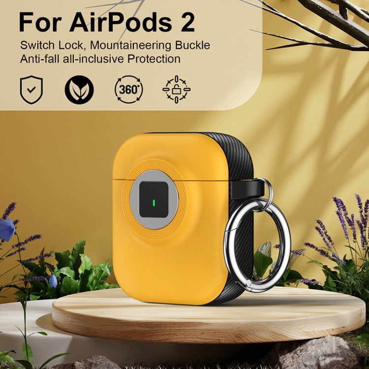 For AirPods 1 / 2 Camera Series PC + TPU Headset Shockproof Carbon Fibre Case(Yellow) - For AirPods 1/2 by PMC Jewellery | Online Shopping South Africa | PMC Jewellery | Buy Now Pay Later Mobicred