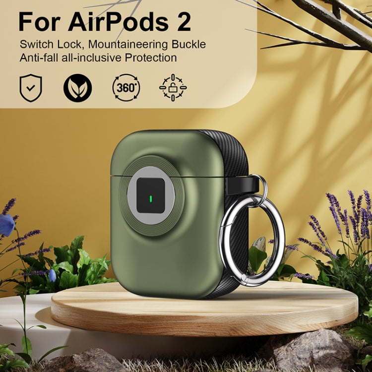 For AirPods 1 / 2 Camera Series PC + TPU Headset Shockproof Carbon Fibre Case(Green) - For AirPods 1/2 by PMC Jewellery | Online Shopping South Africa | PMC Jewellery | Buy Now Pay Later Mobicred