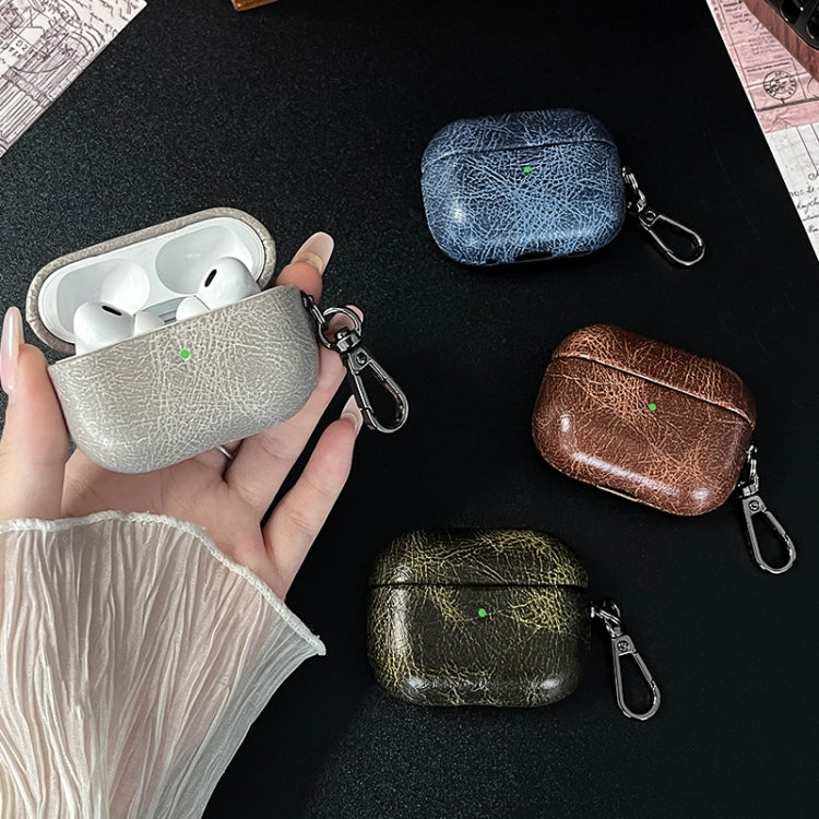For AirPods 4 Retro Oil Leather Bluetooth Earphones Protective Case(Apricot) - For AirPods 4 by PMC Jewellery | Online Shopping South Africa | PMC Jewellery | Buy Now Pay Later Mobicred