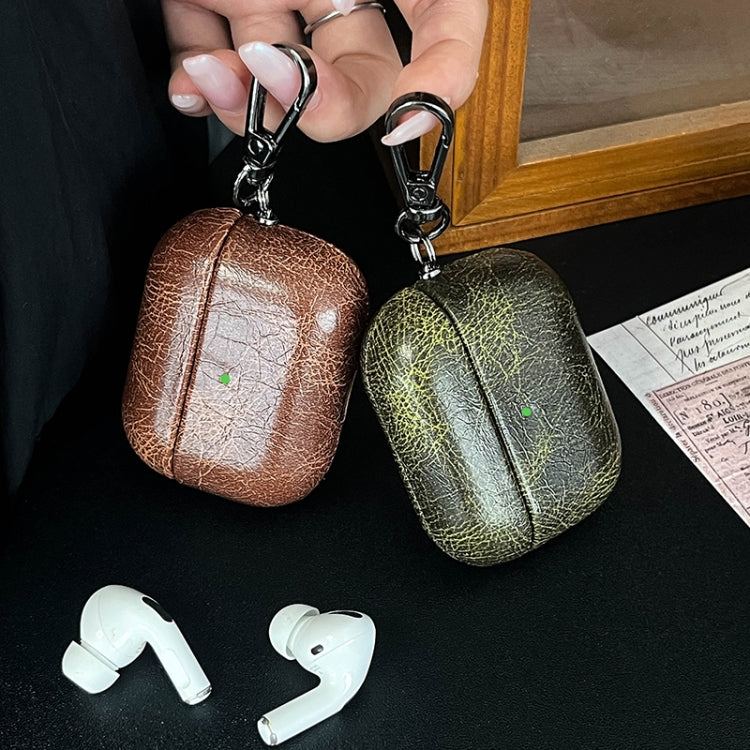 For AirPods 3 Retro Oil Leather Bluetooth Earphones Protective Case(Coffee) - For AirPods 3 by PMC Jewellery | Online Shopping South Africa | PMC Jewellery | Buy Now Pay Later Mobicred