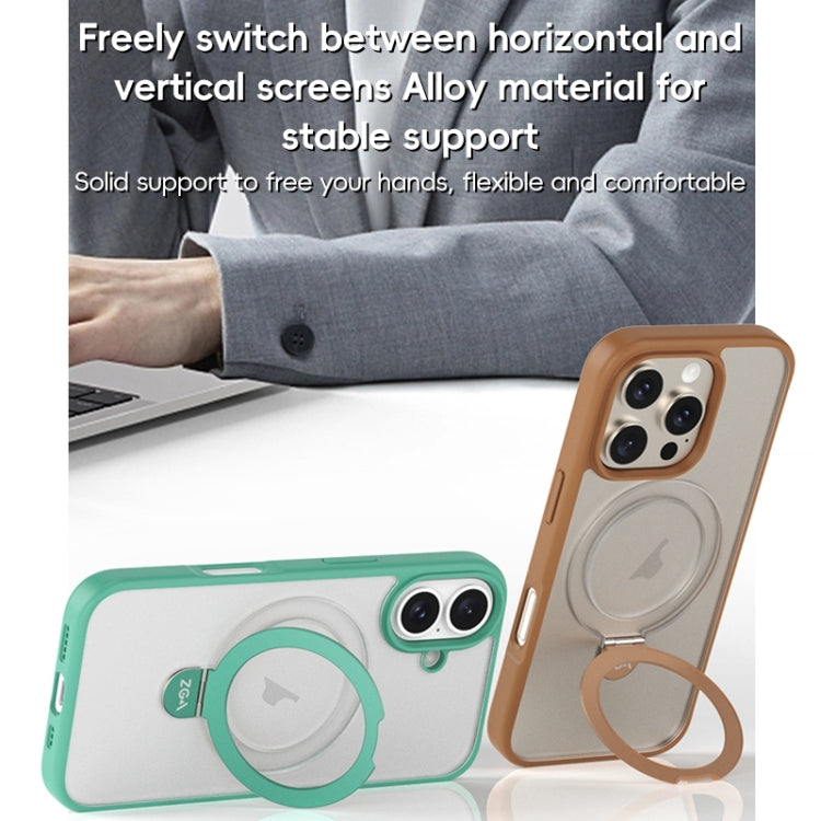 For iPhone 16 Plus ZGA Magsafe Holder PC Hybrid TPU Phone Case(Green) - free shipping - PMC Jewellery - Order now!