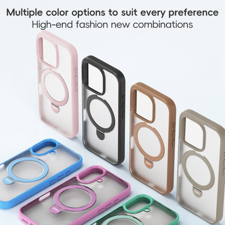 For iPhone 16 Plus ZGA Magsafe Holder PC Hybrid TPU Phone Case(Black) - free shipping - PMC Jewellery - Order now!