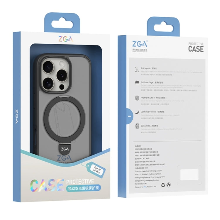 For iPhone 16 ZGA Magsafe Holder PC Hybrid TPU Phone Case(Blue) - free shipping - PMC Jewellery - Order now!