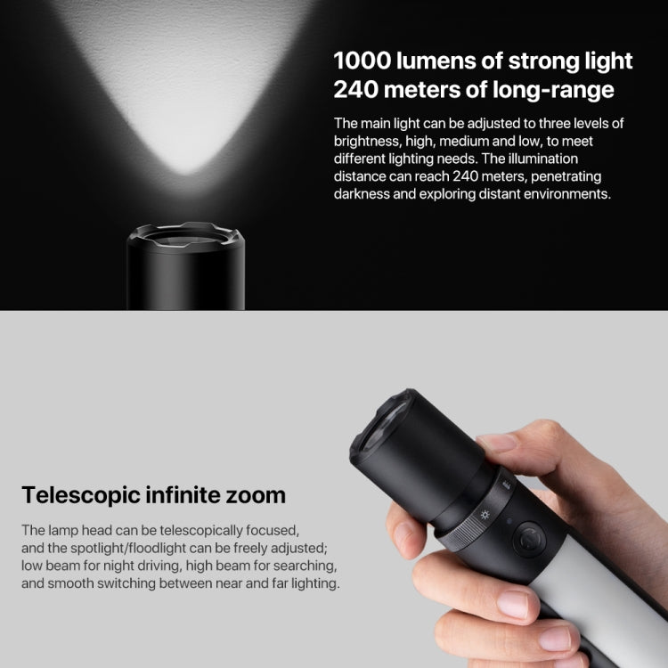 Original Xiaomi Mijia Multifunctional Flashlight 1000LM IPX4 with Side Light(Black) - LED Flashlight by Xiaomi | Online Shopping South Africa | PMC Jewellery | Buy Now Pay Later Mobicred