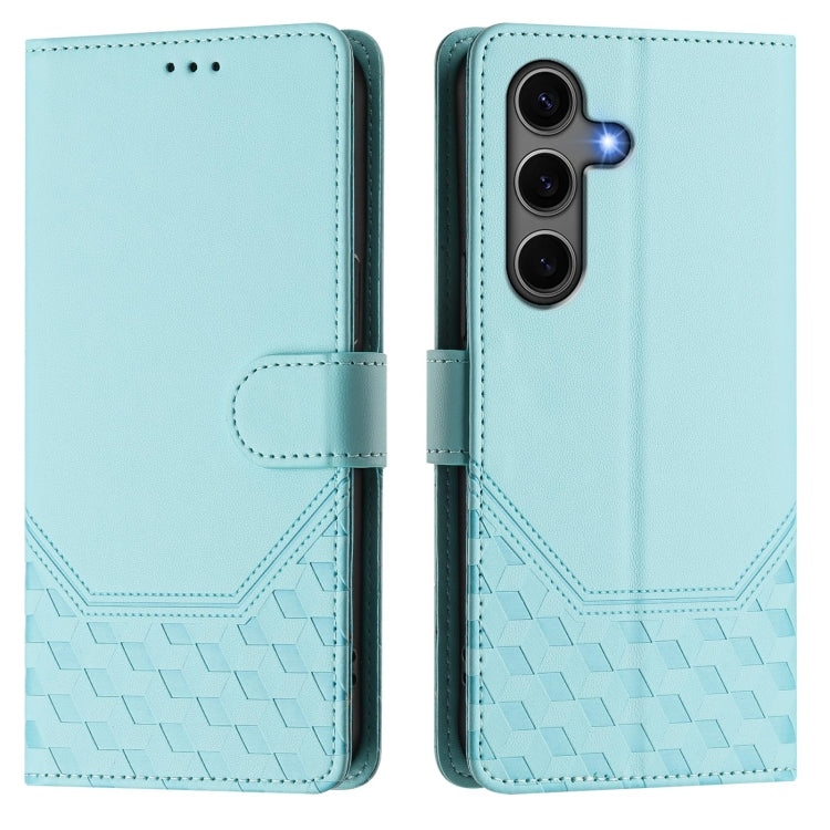 For Samsung Galaxy S25+ 5G Honeycomb Embossing RFID Leather Phone Case(Mint Green) - Galaxy S25+ 5G Cases by PMC Jewellery | Online Shopping South Africa | PMC Jewellery | Buy Now Pay Later Mobicred