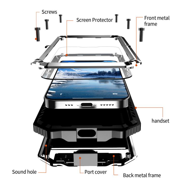 For iPhone 16e R-JUST Life Waterproof Dustproof Shockproof Holder Phone Case(Silver) - free shipping - PMC TechLife - Order now!