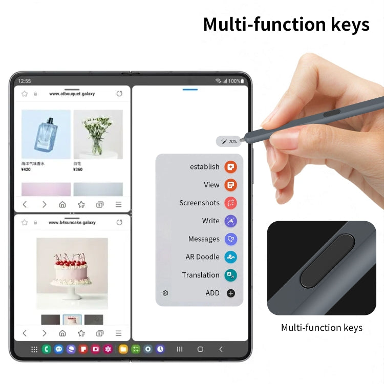 For Samsung Galaxy Z Fold6 / 5 / 4 / 3 Electromagnetic Stylus Pen with Pen Slot(Grey) - Stylus Pen by PMC TechLife | Online Shopping South Africa | PMC TechLife | Buy Now Pay Later Mobicred