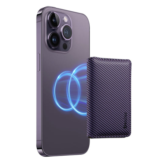 Denior V13 Magsafe Wallet Carbon Fiber Texture Leather Magnetic Card Holder Bag(Purple) - Others Accessories by Denior | Online Shopping South Africa | PMC Jewellery | Buy Now Pay Later Mobicred