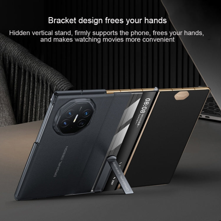 For Huawei Mate XT Ultimate Smart Side View Window Genuine Leather Phone Case(Black) - Huawei Cases by PMC TechLife | Online Shopping South Africa | PMC TechLife | Buy Now Pay Later Mobicred