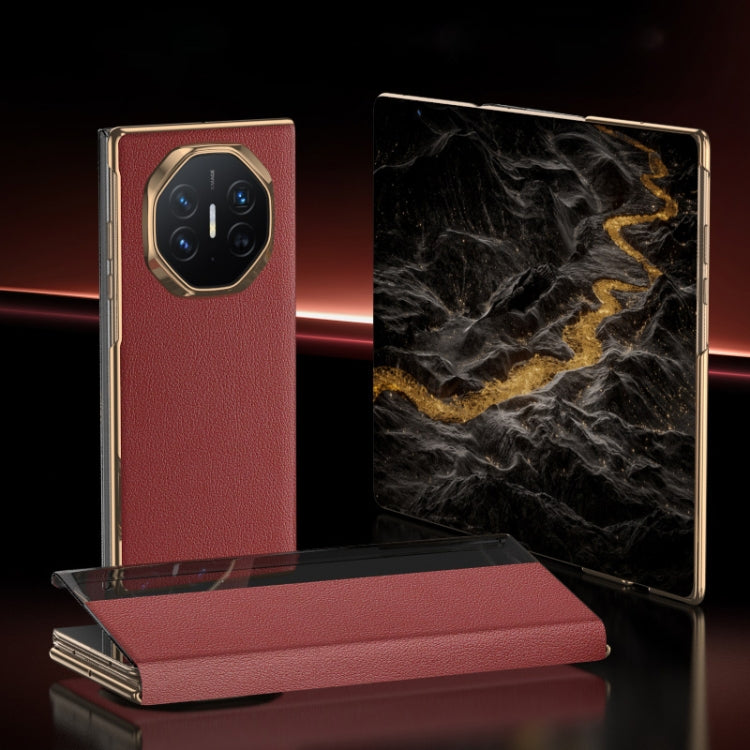 For Huawei Mate XT Ultimate Smart Side View Window Plain Leather Phone Case(Dark Red) - Huawei Cases by PMC TechLife | Online Shopping South Africa | PMC TechLife | Buy Now Pay Later Mobicred