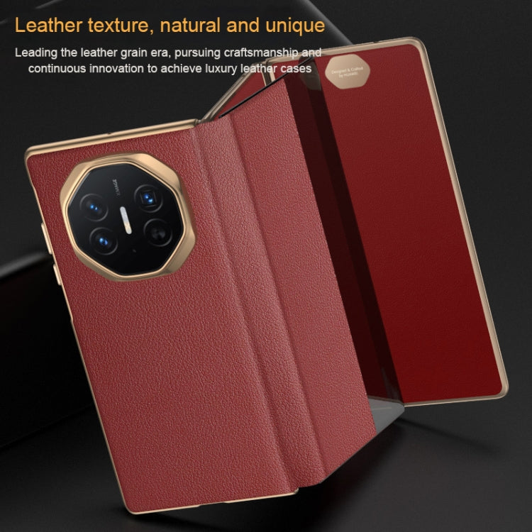 For Huawei Mate XT Ultimate Smart Side View Window Plain Leather Phone Case(Dark Red) - Huawei Cases by PMC TechLife | Online Shopping South Africa | PMC TechLife | Buy Now Pay Later Mobicred
