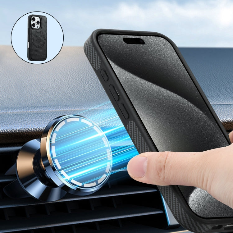 For iPhone 16 Plus Denior Carbon Fiber Texture Leather Card Bag MagSafe Phone Case(Black) - free shipping - PMC Jewellery - Order now!
