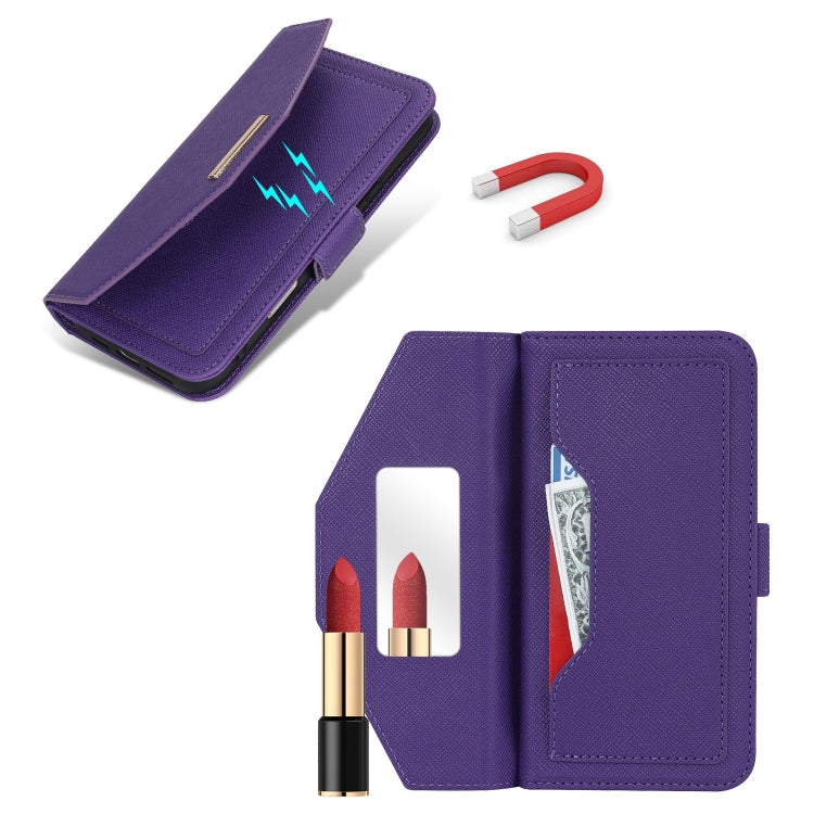 For iPhone 16 Pro Max Cross Texture Crossbody Lanyard Leather Phone Case(Purple) - free shipping - PMC Jewellery - Order now!