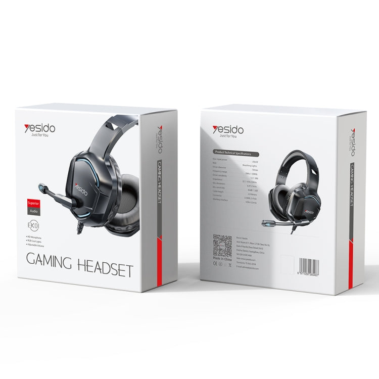 Yesido EK01 Head-mounted RGB Gaming Wired Earphone with Microphone(Black) - Multimedia Headset by Yesido | Online Shopping South Africa | PMC Jewellery | Buy Now Pay Later Mobicred