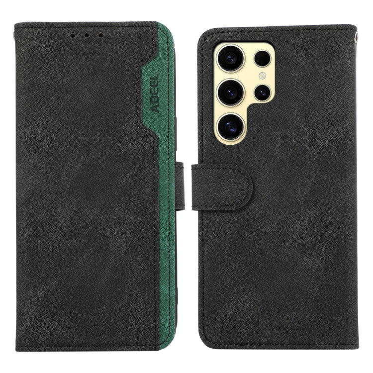 For Samsung Galaxy S25 Ultra 5G ABEEL Color Block Magnetic RFID Leather Phone Case(Black-Green) - Galaxy S25 Ultra 5G Cases by PMC Jewellery | Online Shopping South Africa | PMC Jewellery | Buy Now Pay Later Mobicred