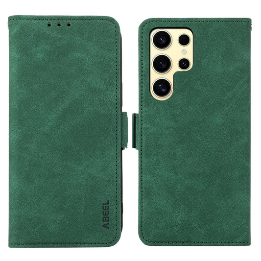 For Samsung Galaxy S25 Ultra 5G ABEEL Frosted Magnetic RFID Leather Phone Case(Green) - Galaxy S25 Ultra 5G Cases by PMC Jewellery | Online Shopping South Africa | PMC Jewellery | Buy Now Pay Later Mobicred