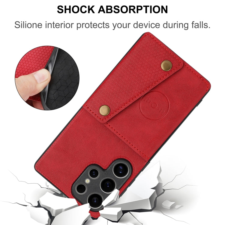 For Samsung Galaxy S25 Ultra 5G Double Buckle Card Slots Magnetic Phone Case(Red) - Galaxy S25 Ultra 5G Cases by PMC Jewellery | Online Shopping South Africa | PMC Jewellery | Buy Now Pay Later Mobicred