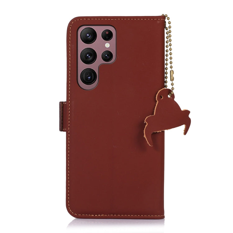 For Samsung Galaxy S25 Ultra Genuine Leather Magnetic RFID Leather Phone Case(Coffee) - Galaxy S25 Ultra 5G Cases by PMC Jewellery | Online Shopping South Africa | PMC Jewellery | Buy Now Pay Later Mobicred