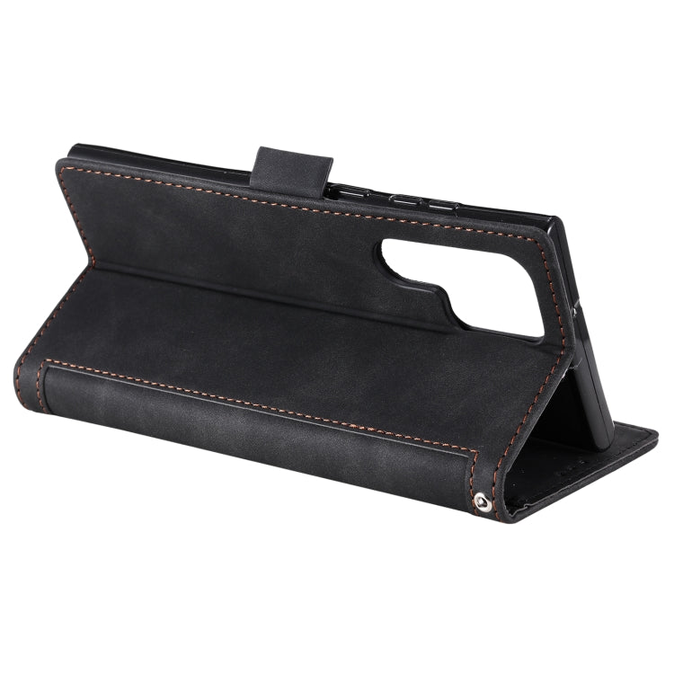 For Samsung Galaxy S25 Ultra 5G Retro Splicing Horizontal Flip Leather Phone Case(Black) - Galaxy S25 Ultra 5G Cases by PMC TechLife | Online Shopping South Africa | PMC TechLife | Buy Now Pay Later Mobicred
