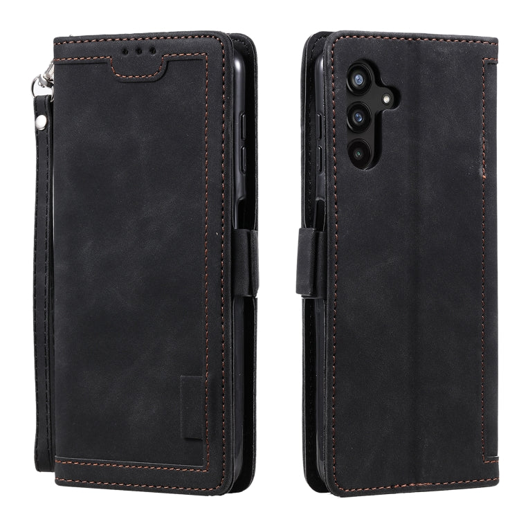 For Samsung Galaxy S25 5G Retro Splicing Horizontal Flip Leather Phone Case(Black) - Galaxy S25 5G Cases by PMC Jewellery | Online Shopping South Africa | PMC Jewellery | Buy Now Pay Later Mobicred