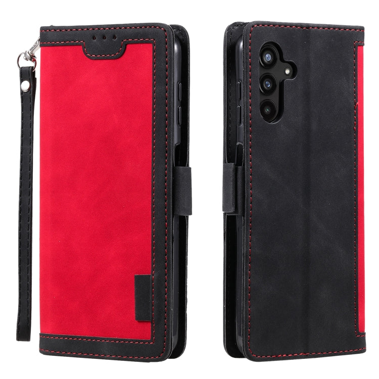 For Samsung Galaxy S25 5G Retro Splicing Horizontal Flip Leather Phone Case(Red) - Galaxy S25 5G Cases by PMC TechLife | Online Shopping South Africa | PMC TechLife | Buy Now Pay Later Mobicred