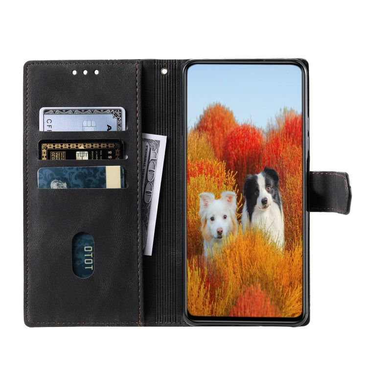 For Samsung Galaxy S25 Ultra 5G TTUDRCH Embossed Line Splicing Leather Phone Case(Black) - Galaxy S25 Ultra 5G Cases by PMC Jewellery | Online Shopping South Africa | PMC Jewellery | Buy Now Pay Later Mobicred