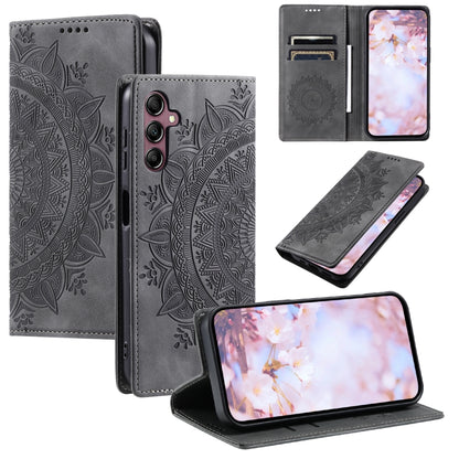 For Samsung Galaxy S25+ 5G Totem Embossed Magnetic Leather Phone Case(Grey) - Galaxy S25+ 5G Cases by PMC Jewellery | Online Shopping South Africa | PMC Jewellery | Buy Now Pay Later Mobicred