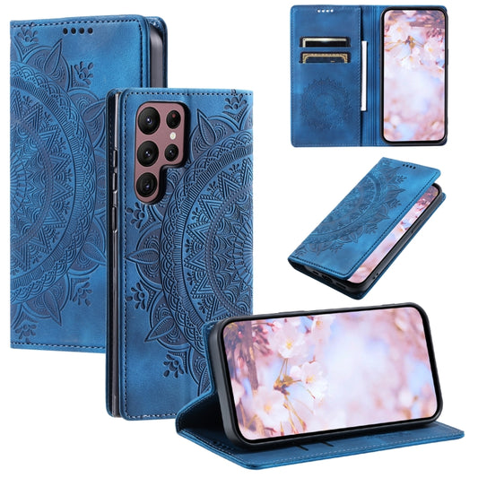 For Samsung Galaxy S25 Ultra 5G Totem Embossed Magnetic Leather Phone Case(Blue) - Galaxy S25 Ultra 5G Cases by PMC Jewellery | Online Shopping South Africa | PMC Jewellery | Buy Now Pay Later Mobicred