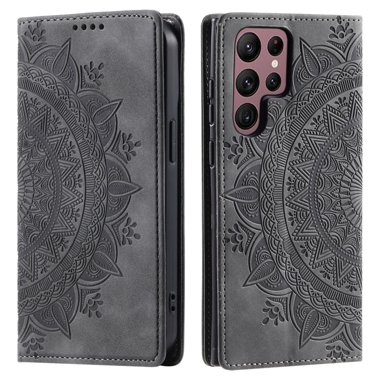 For Samsung Galaxy S25 Ultra 5G Totem Embossed Magnetic Leather Phone Case(Grey) - Galaxy S25 Ultra 5G Cases by PMC Jewellery | Online Shopping South Africa | PMC Jewellery | Buy Now Pay Later Mobicred