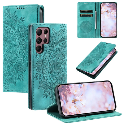 For Samsung Galaxy S25 Ultra 5G Totem Embossed Magnetic Leather Phone Case(Green) - Galaxy S25 Ultra 5G Cases by PMC Jewellery | Online Shopping South Africa | PMC Jewellery | Buy Now Pay Later Mobicred