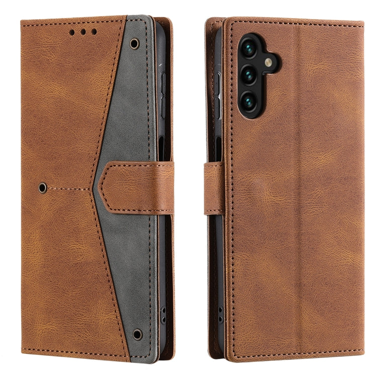 For Samsung Galaxy S25 5G Nail Skin Feel Stitching Calf Texture Leather Phone Case(Brown) - Galaxy S25 5G Cases by PMC TechLife | Online Shopping South Africa | PMC TechLife | Buy Now Pay Later Mobicred