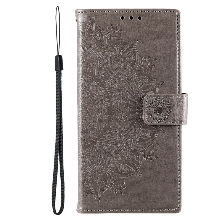 For Samsung Galaxy S25 Ultra 5G Totem Flower Embossed Leather Phone Case(Grey) - Galaxy S25 Ultra 5G Cases by PMC TechLife | Online Shopping South Africa | PMC TechLife | Buy Now Pay Later Mobicred