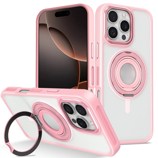 For iPhone 16 Pro Max Skin Feel Matte 360 Degree Rotating Silicone Ring Holder Phone Case(Pink) - iPhone 16 Pro Max Cases by PMC Jewellery | Online Shopping South Africa | PMC Jewellery | Buy Now Pay Later Mobicred