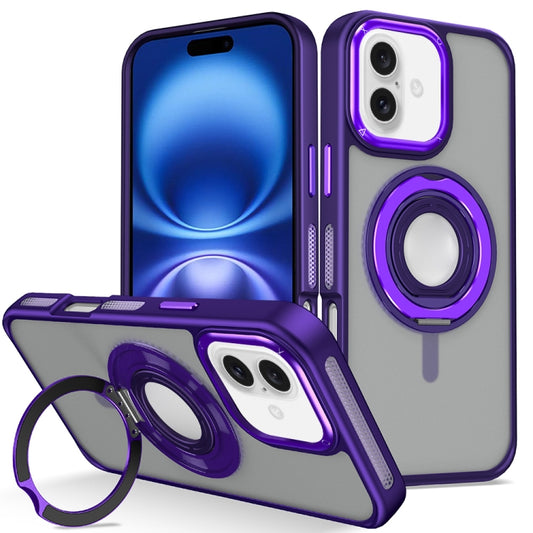 For iPhone 16 Plus Skin Feel Matte 360 Degree Rotating Silicone Ring Holder Phone Case(Purple) - iPhone 16 Plus Cases by PMC Jewellery | Online Shopping South Africa | PMC Jewellery | Buy Now Pay Later Mobicred