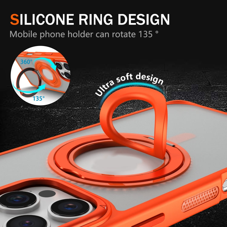 For iPhone 16 Skin Feel Matte 360 Degree Rotating Silicone Ring Holder Phone Case(Orange) - iPhone 16 Cases by PMC Jewellery | Online Shopping South Africa | PMC Jewellery | Buy Now Pay Later Mobicred